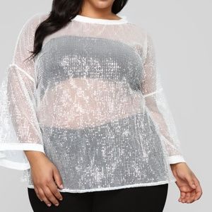 NWT FashionNova Glitter Sheer NYE Top